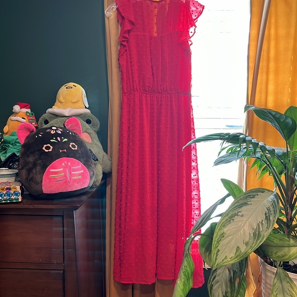 Beautiful  Size Small True Red Monteau Los Angeles Fully Lined Swiss Dot Dress - Picture 6 of 6